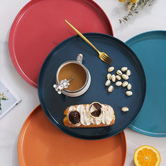Unbreakable Round Tray for Dining Picnic Snack Appetizer 5 Colors