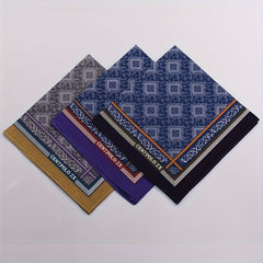 3pcs Men's Woven Printed Handkerchiefs - Outdoor & Wedding Gift Set
