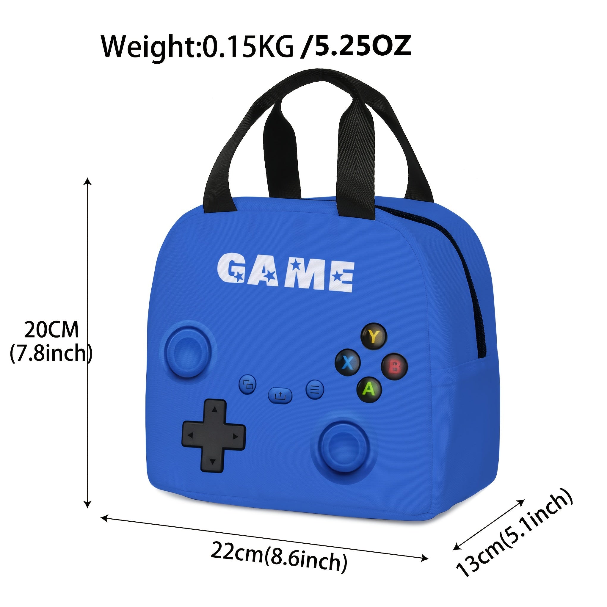 Game Print Insulated Lunch Bag Thermal Cooler Tote Work School Durable Polyester