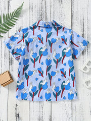 Boys Rabbit Print Shirt Hawaiian Style Beach Summer Clothes