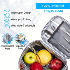 Insulated Lunch Bag for Work School Picnic Travel Beach Keeps Food Fresh