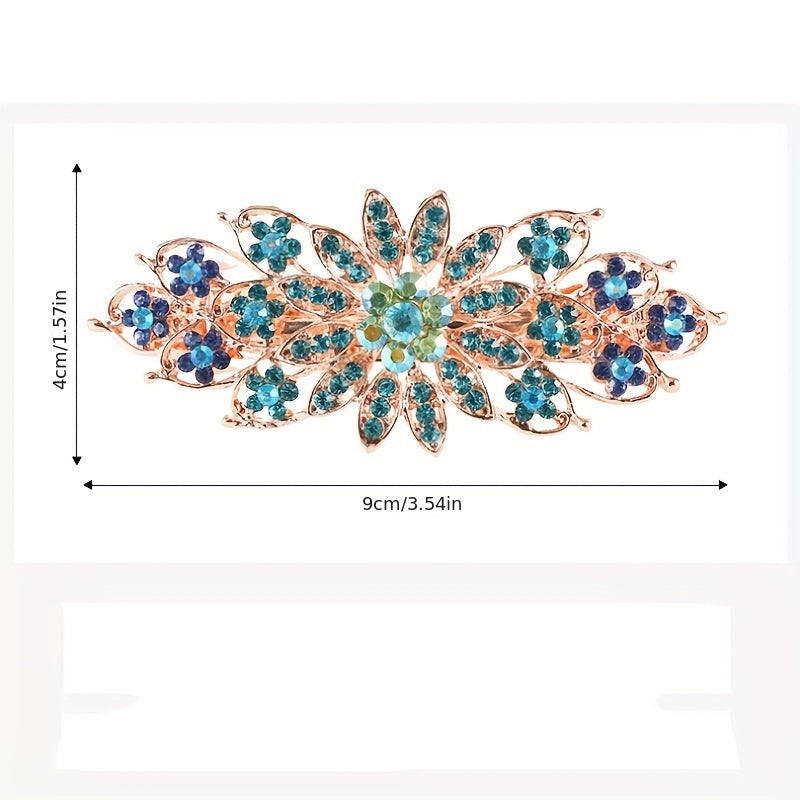 Alloy Peacock Shaped Barrette Glitter Rhinestone Hair Clip Vintage Hair Clip
