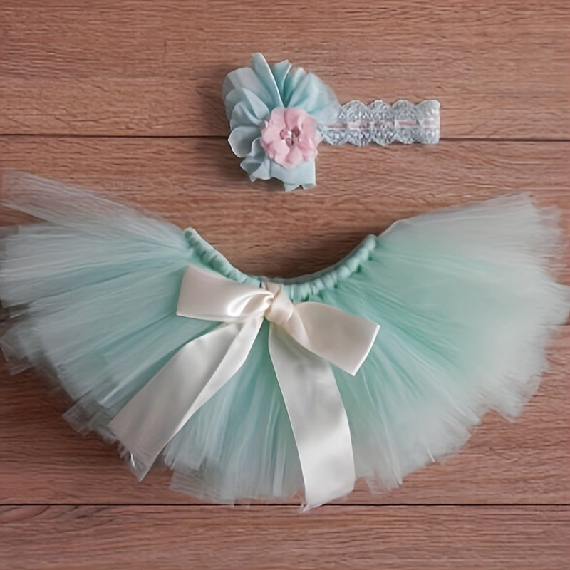 2 Piece Baby Girl Tutu Skirt Set for Newborn Photoshoots & Shower