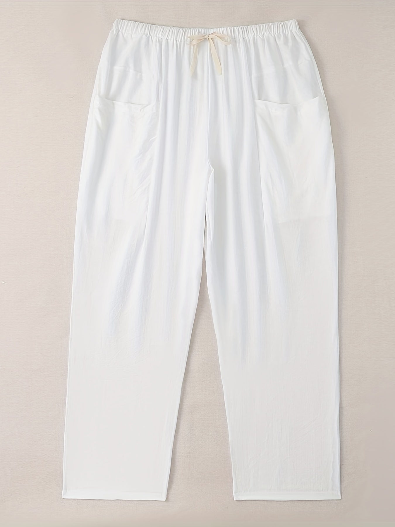  Solid Wide Leg Cropped Pants With Pockets