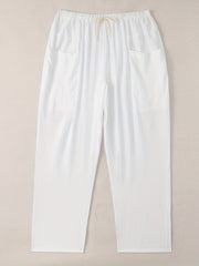  Solid Wide Leg Cropped Pants With Pockets
