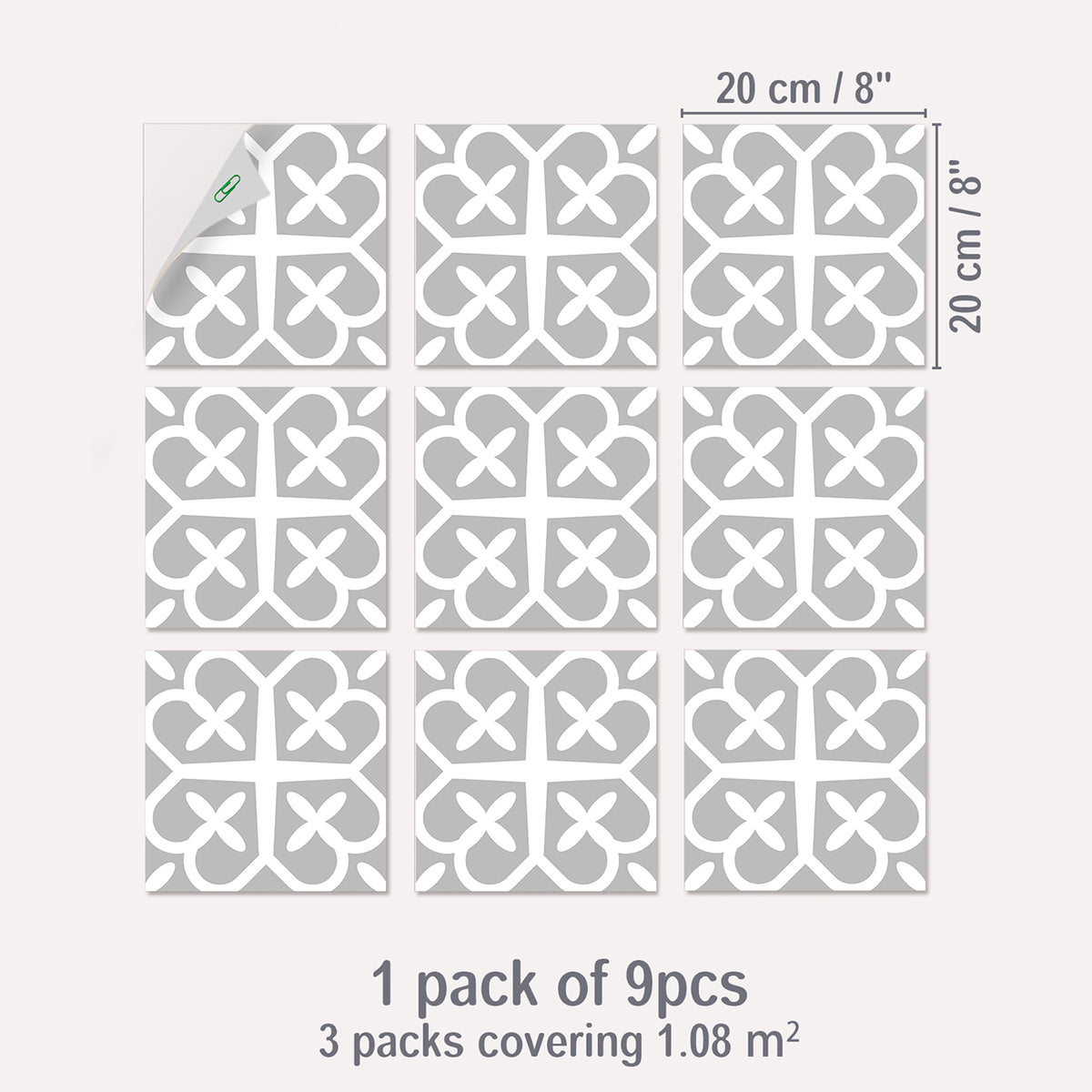9pcs Waterproof Non-slip Tile Stickers Self-Adhesive