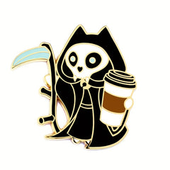 Cartoon Grim Reaper Brooch for Men Backpack Collar Jewelry