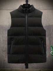 Men's Down Vest Puffer Jacket Zip Pockets Winter Sports