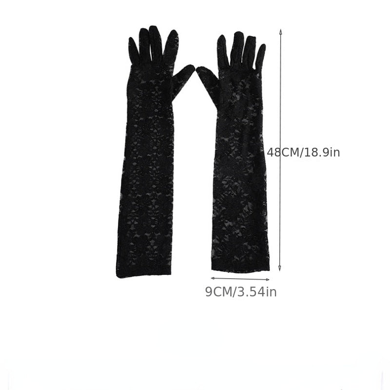Lace Floral Long Gloves for Women Wedding Evening Prom