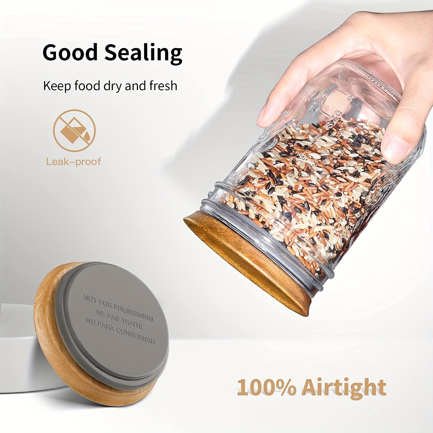 Regular Mouth Mason Jar Lid Wooden Storage Ball Jars Wooden Lid Airtight Seal