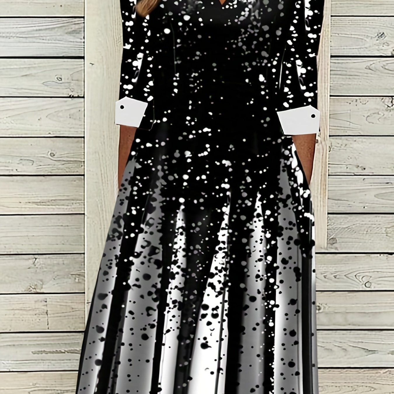 Plus Size Striped & Splash Painting Print Maxi Dress