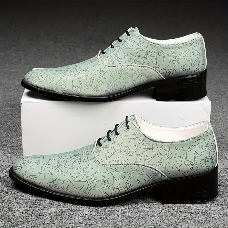 Men's Star Print Oxford Shoes Lace-up Front Dress Shoes