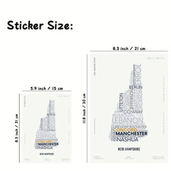 USA States Map Stickers Modern Typography Art for Kids' Rooms A5 & A4 Sizes
