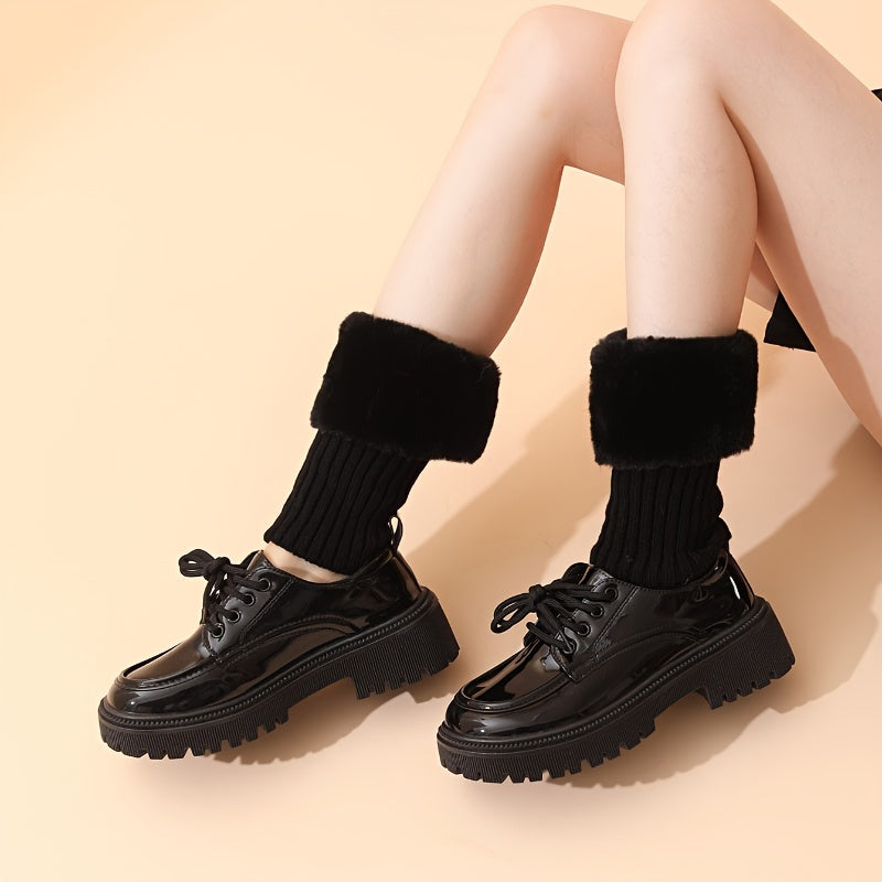 Fuzzy Stitching Leg Warmers Ribbed Socks Women's Stockings