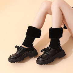 Fuzzy Stitching Leg Warmers Ribbed Socks Women's Stockings