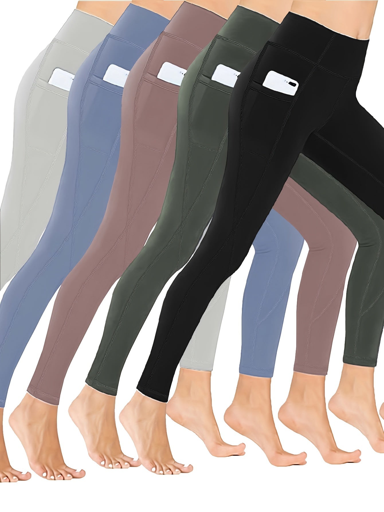 5 Pack Plus Size High Rise Sports Leggings Set
