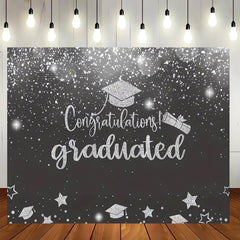 Silver Glitter Graduation Party Backdrop Photo Booth Prop