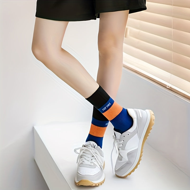 6 Pairs Letter Print Socks Breathable Sport Stockings