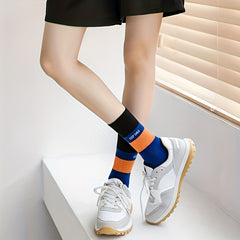 6 Pairs Letter Print Socks Breathable Sport Stockings