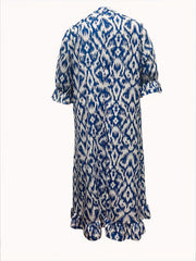  Boho Dress Women's Plus Allover Print Ruffle Trim Maxi Dress