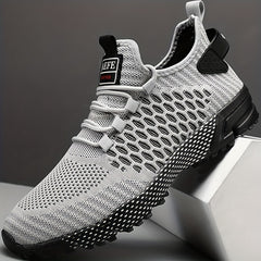 Men's Geometric Print Mesh Sneakers Outdoor Running Shoes
