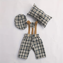 4pcs Newborn Baby Photography Props Plaid Costume for Boys & Girls