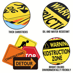Construction Zone Party Decorations 12pcs Traffic Sign Cutouts