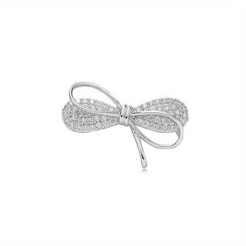 Bowknot Rhinestone Brooch Collar Decoration Pin Fix Clothes Accessories
