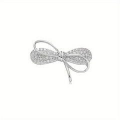 Bowknot Rhinestone Brooch Collar Decoration Pin Fix Clothes Accessories