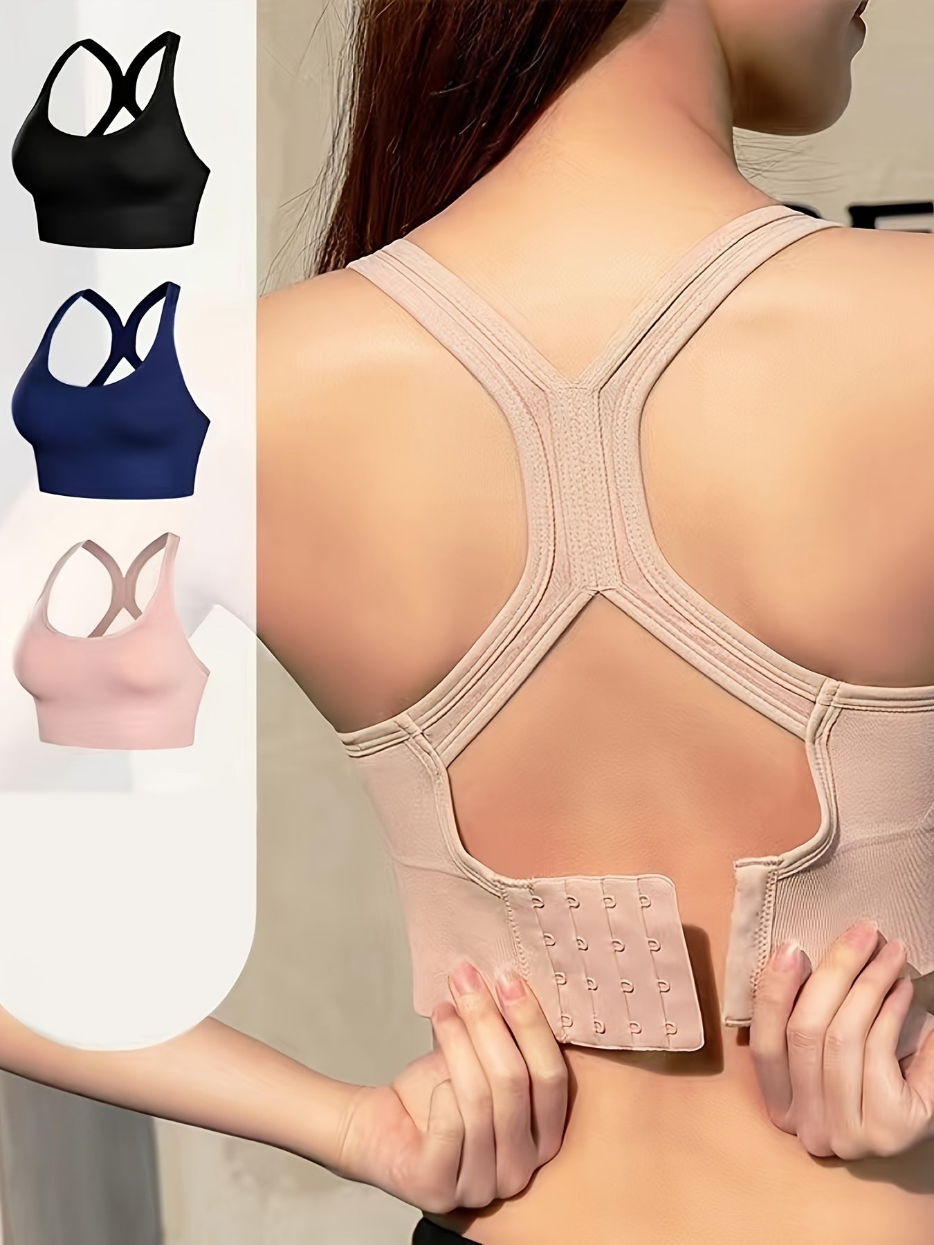 4pcs Wireless Sports Bras Shockproof Push Up Comfy & Breathable Women's Lingerie