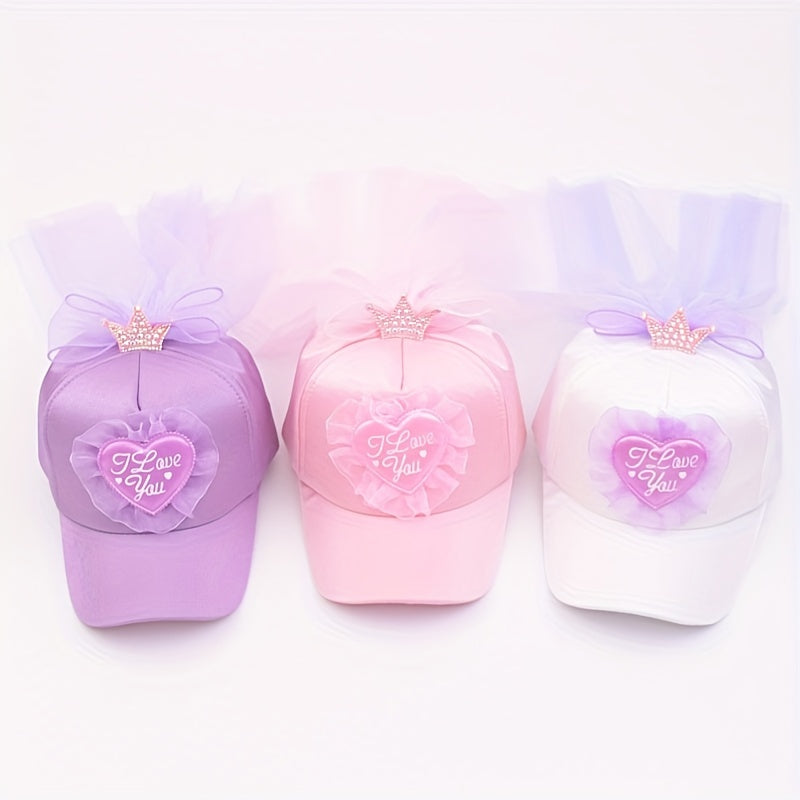 Girls Mesh Baseball Cap Princess Crown Hat