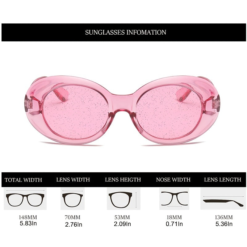 Transparent Oval Sunglasses for Women Girls UV Protection