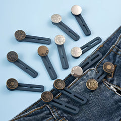3pc Pants Extender Button Metal Retractable Waistband Unisex Jeans Collars Cuffs