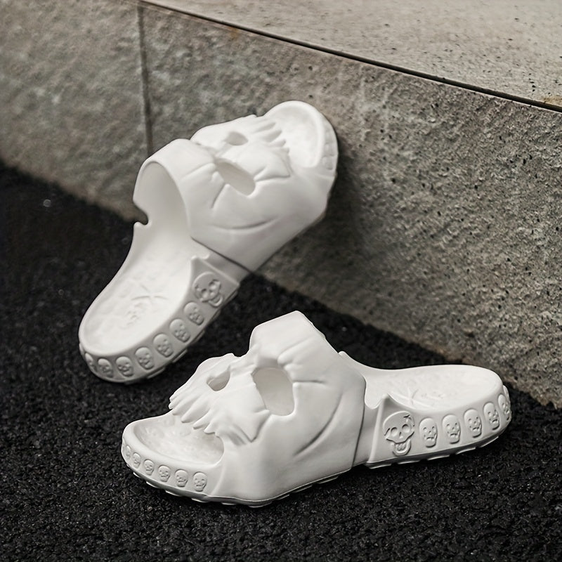 Men's Skull Non Slip Slides, Quick Drying