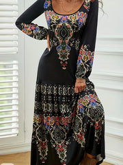  Floral Print Long Sleeve Maxi Dress