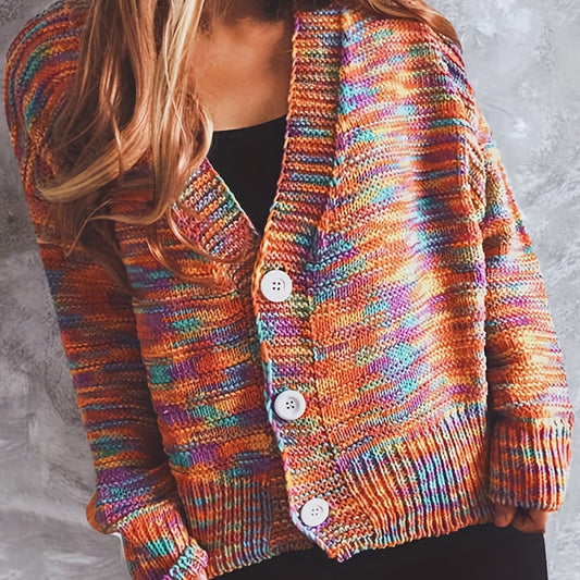  Rainbow Button Cardigan Long Sleeve