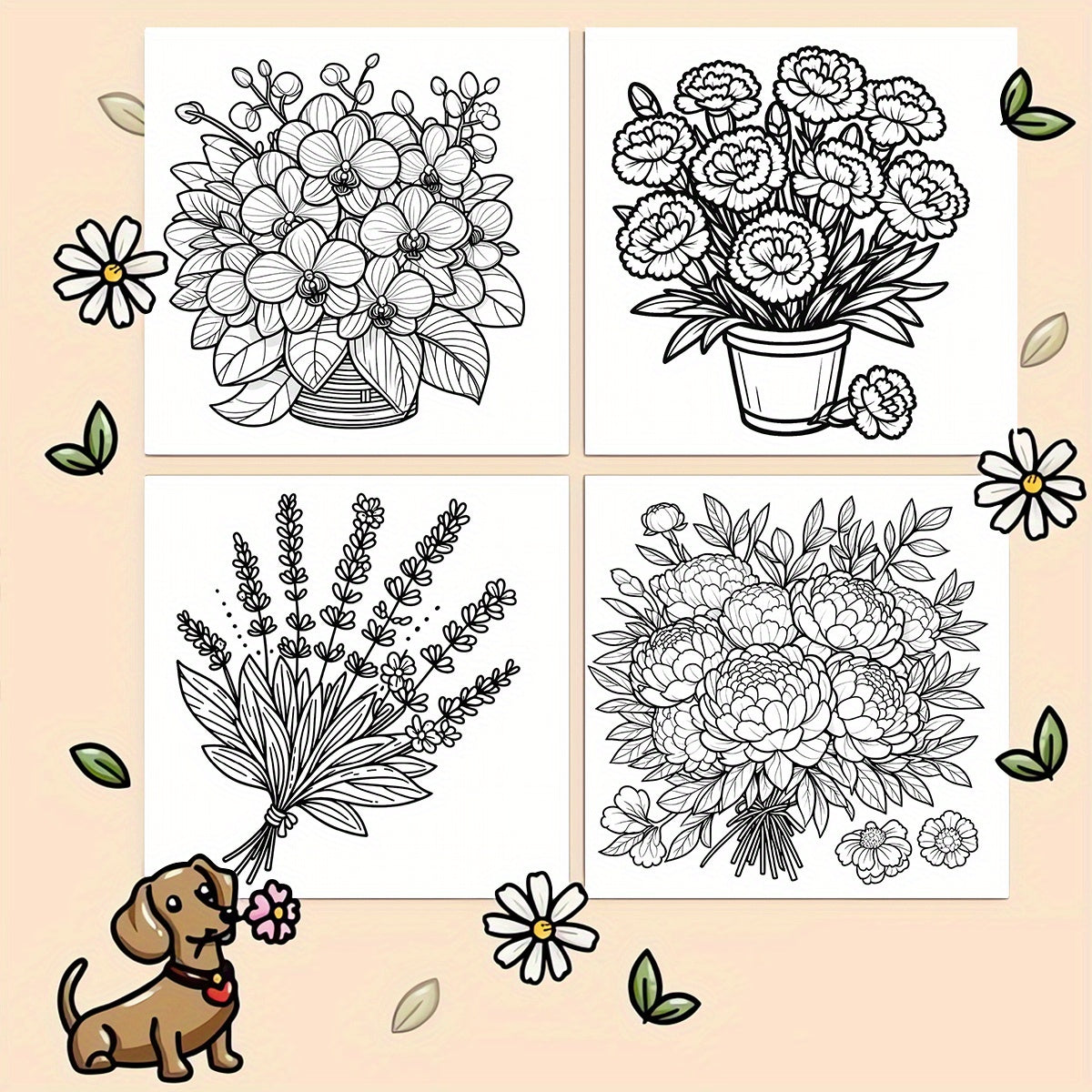 Floral Coloring Book for Adults & Teens - Hydrangeas, Roses, Daisies