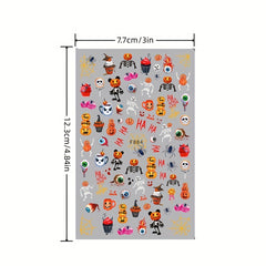 Halloween Nail Art Stickers Self Adhesive Pumpkin Ghost Skeleton Nail Art Decals