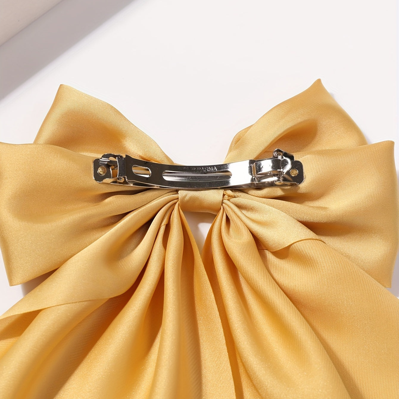 Ginger Yellow Bow Barrette Satin Scarf Hair Clip for Women Girls