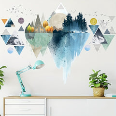 Nordic Geometric Mountain Reflection Wall Stickers Set