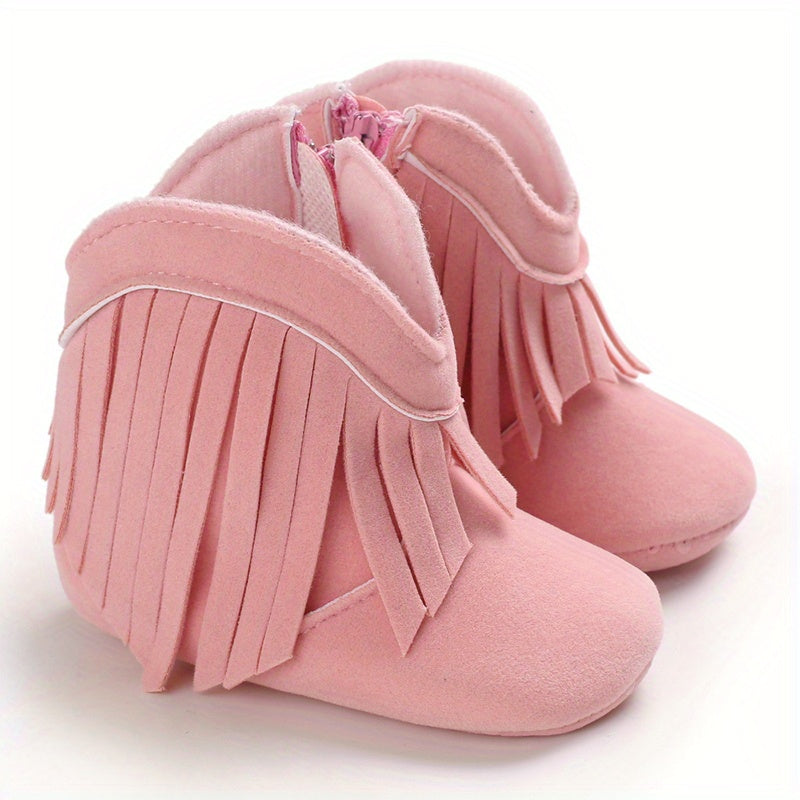 Baby Girls Tassels Warm High Top Boots Non slip Soft Thick Crib Shoes
