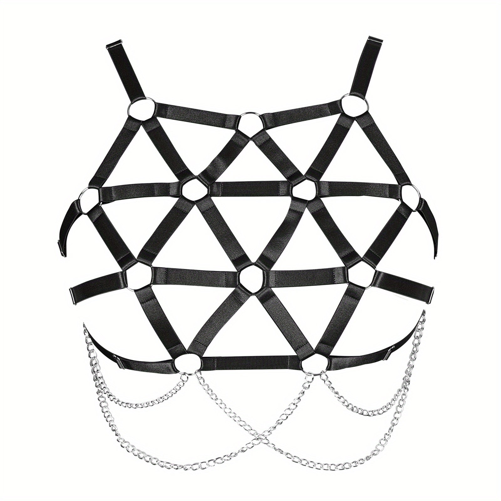 Geometric Hollow Out Harness Bra Gothic Chain Suspenders