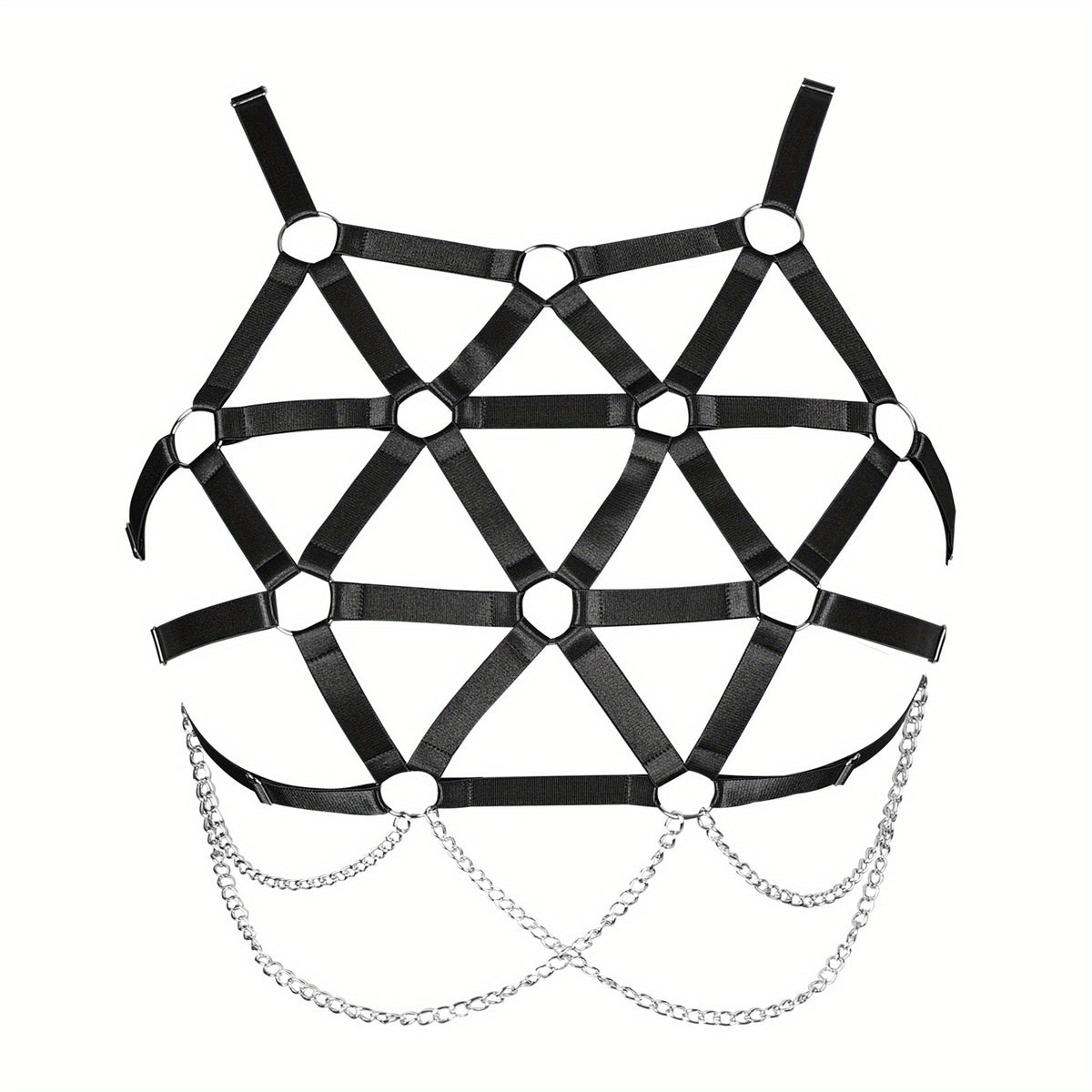 Geometric Hollow Out Harness Bra Gothic Chain Suspenders