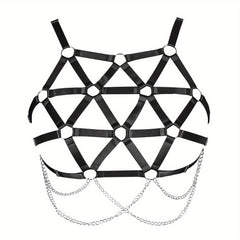 Geometric Hollow Out Harness Bra Gothic Chain Suspenders