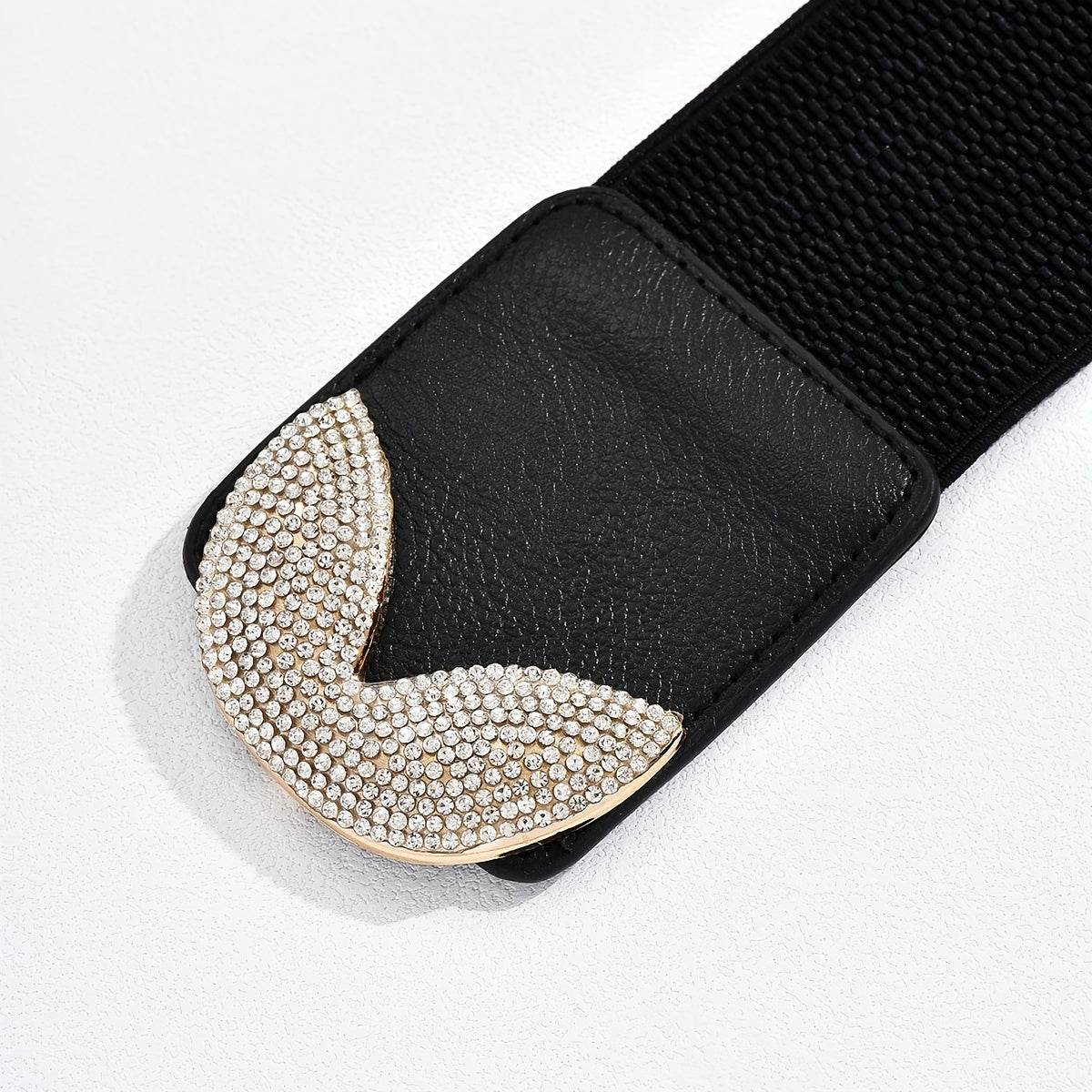 Rhinestone Butterfly Buckle Elastic Belt Wide Waist Cover Skirt Decor