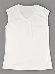 Jesus Letter Print Tank Top Casual V Neck Summer Cap Sleeve Top