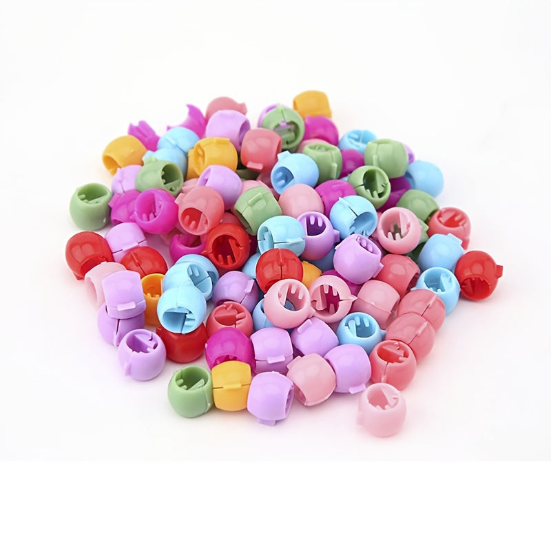 100pcs Girls Mini Colorful Hair Claw Clips Beads Clip Plastic Hair Accessories
