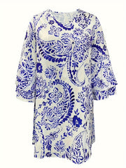  Floral Bell Sleeve V Neck Mini Dress
