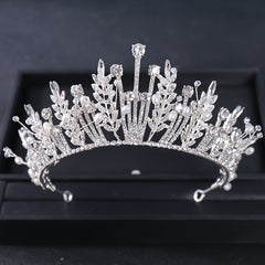 Baroque Crystal Leaf Crown for Bridal Queen Pageant Prom