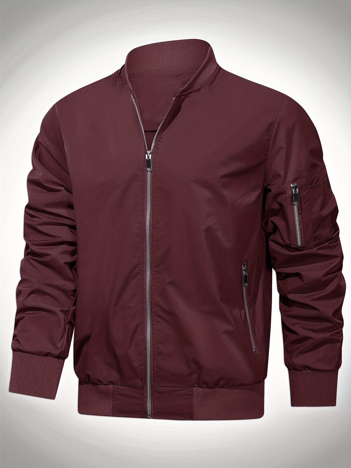 Men's Casual Crew Neck Long Sleeves Jacket Lightweight Windbreaker